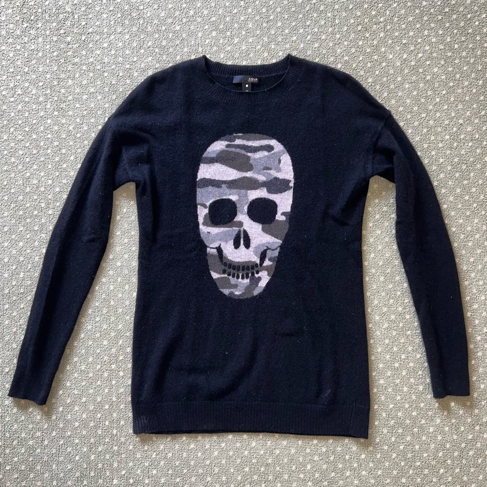 Aqua Cashmere Skull Sweater